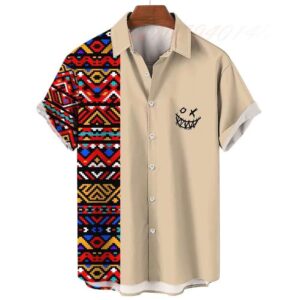 Geometric Pattern Sleeve Polo Shirt