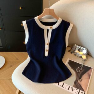 Navy Blue Knit Sweater Vest