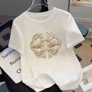 White Embroidered Cotton T-Shirt