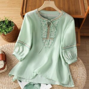 Elegant Mint Green Lantern Sleeve Top