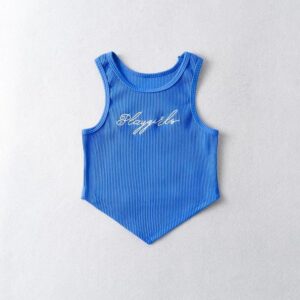 Vibrant Blue Cropped Ribbed Tank